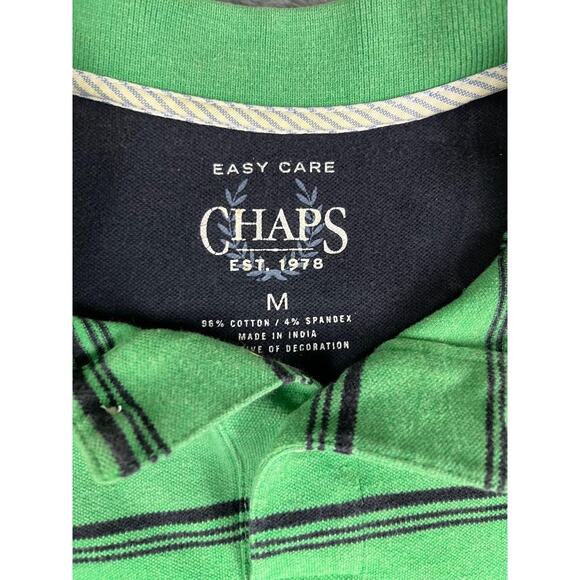 Chaps Men's Green Black Striped Short Sleeve Polo Shirt Size M - Picture 3 of 9